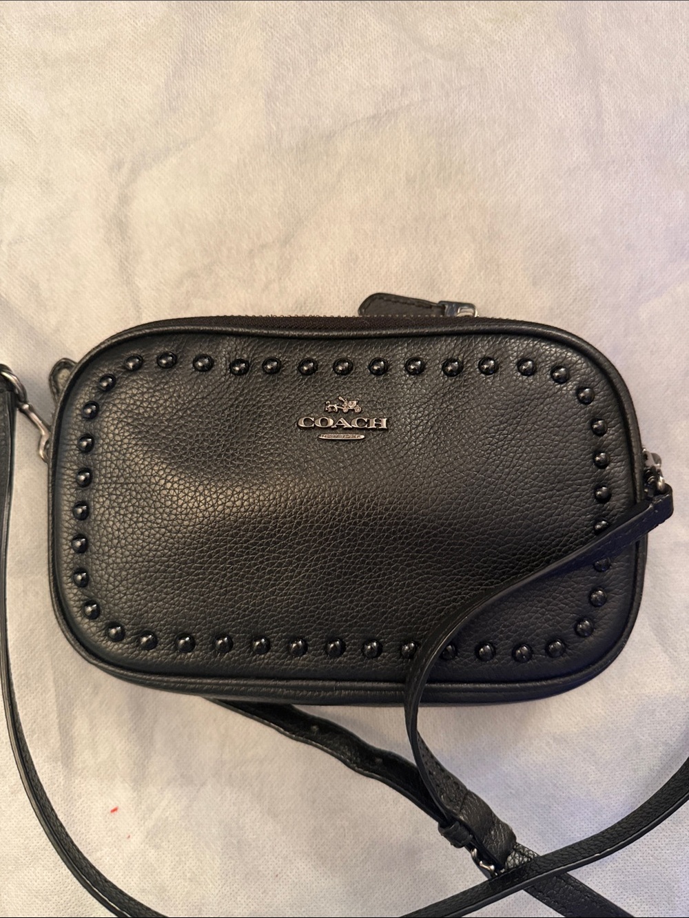 Coach Black Pebbled Leather Studded Crossbody Bag